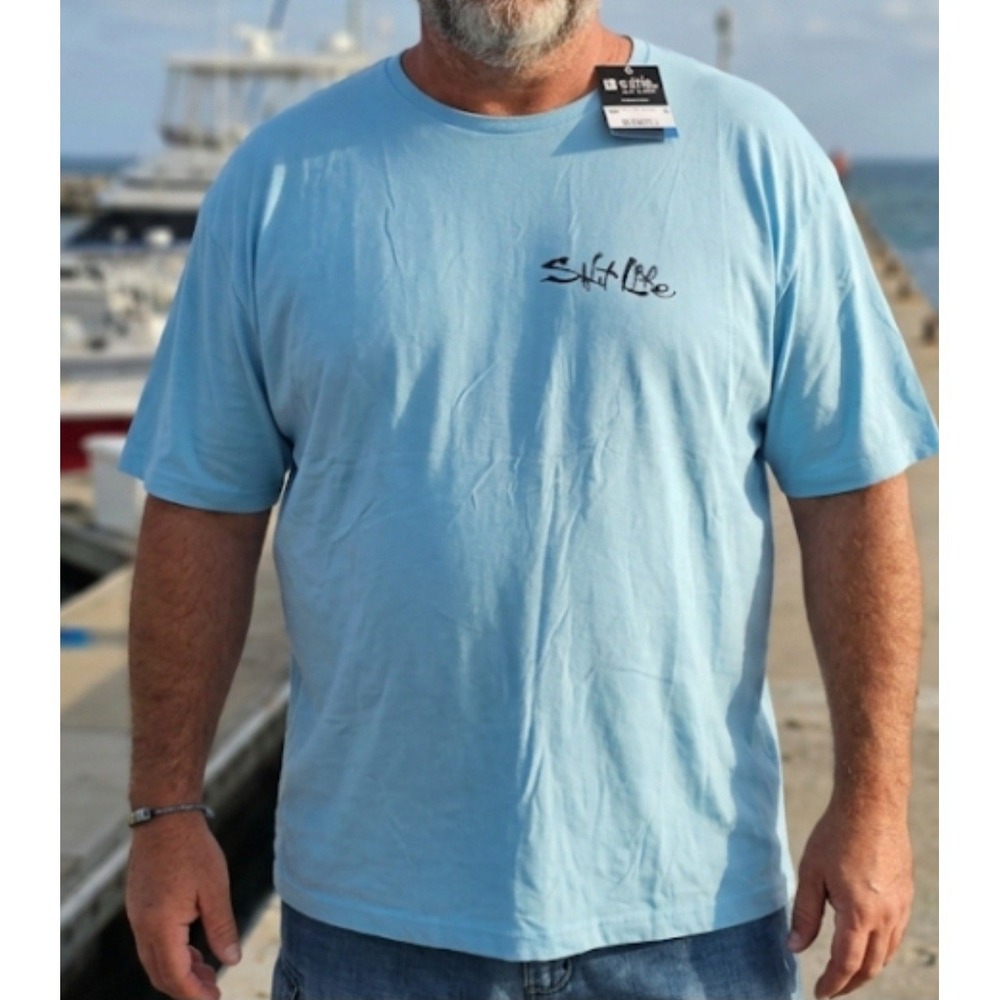 Salt Life Big Men's Short Sleeve Cotton Light Blue Live Salty Graphic T-Shirt 4X